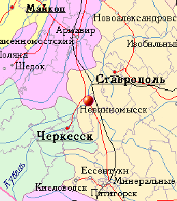 Карта окрестностей Невинномысска