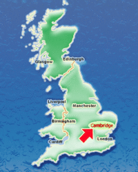 Кембридж на карте Великобритании